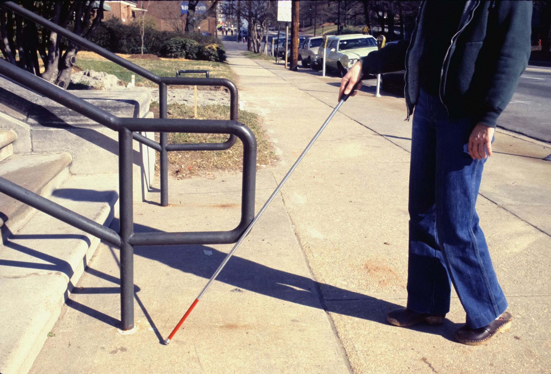 blind person with cane